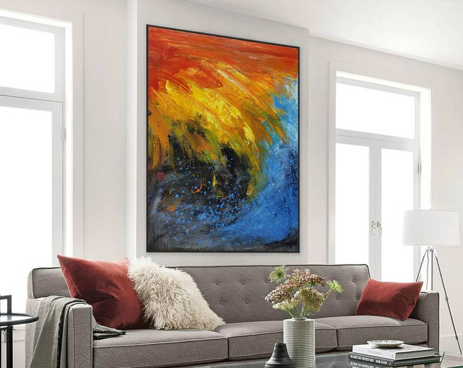 Red Living Abstract Canvas Wall Art 89SSK wall art